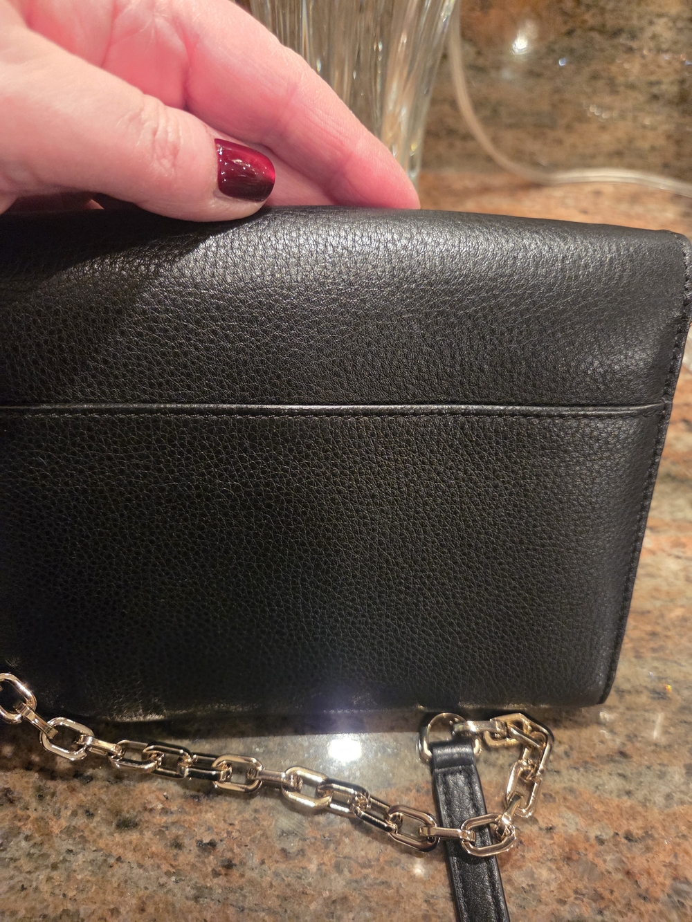 Tory Burch Black Leather Crossbody Bag with Black Patterned Wallett - Picture 5 of 8